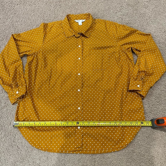 OLD NAVY Mustard Yellow Polka Dot Classic Poplin Shirt - Picture 7 of 10